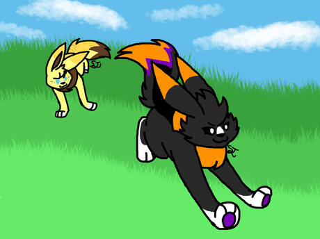 2 characters, simple background, no shading